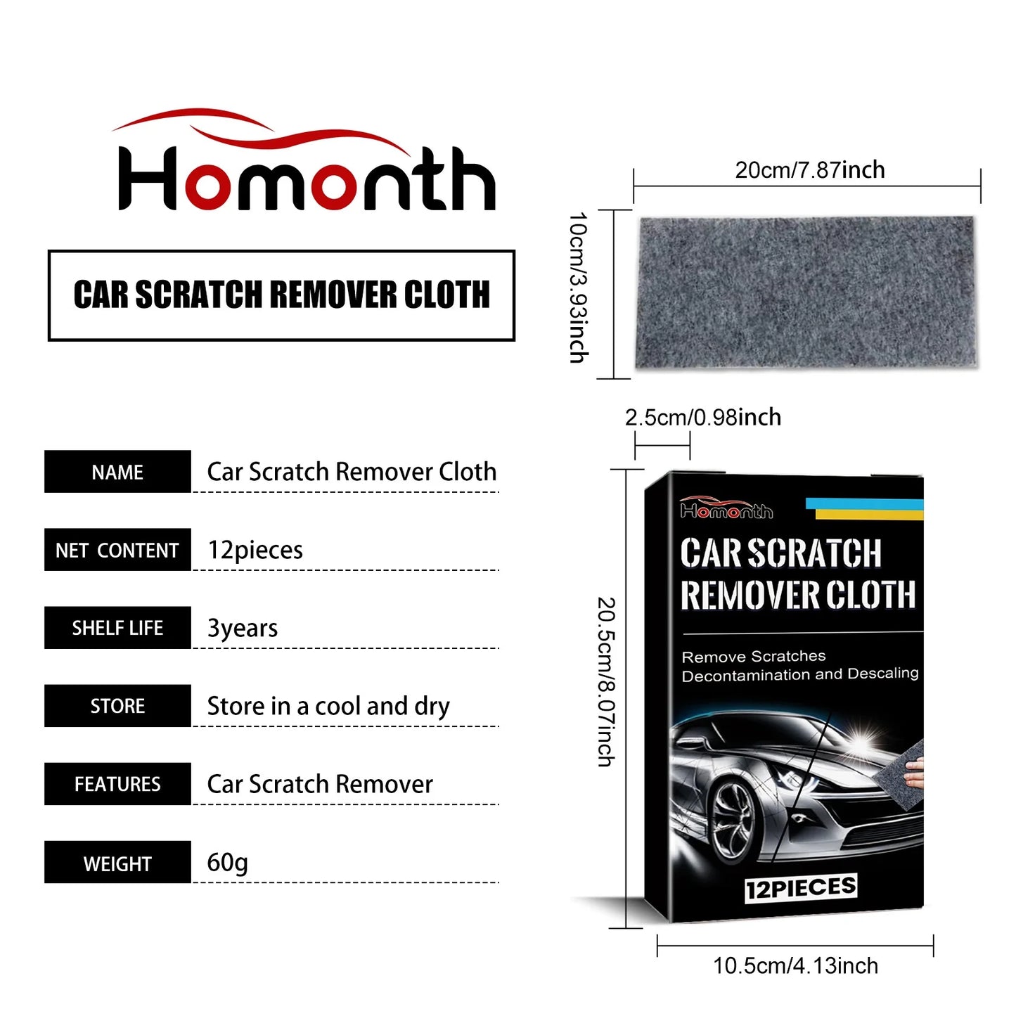 12 Pcs Nano Sparkle Cloth for Car Scratches, Nano Magic Cloth,Nano Sparkle Cloth Scratch Remover Easily Repair Scratches Paint Residues Water Spots Remover, Nanosparklecloth Scratch Remover Erase